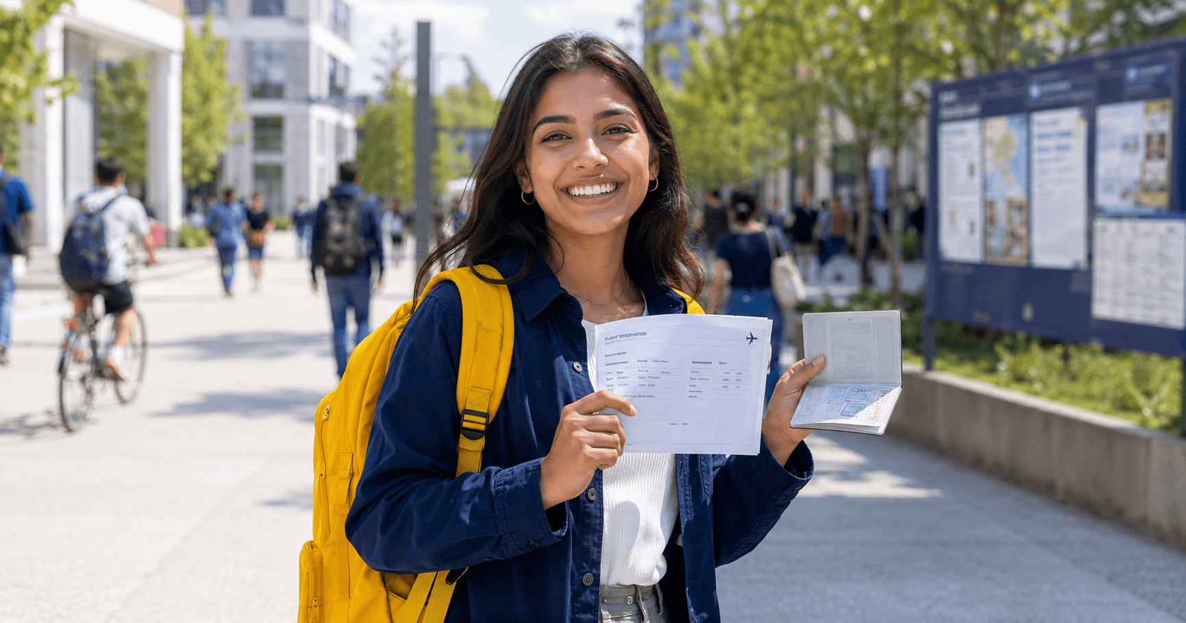 a student holding flight reservation and passport ready for student visa application in 2026